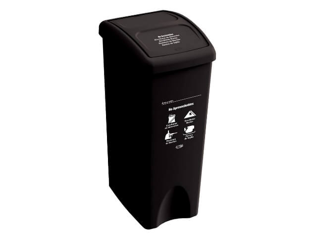 CONTENEDOR RESIDUOS TAPA VAIVEN NEGRO 35LT