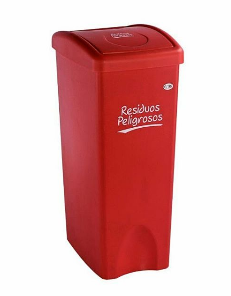CONTENEDOR RESIDUOS TAPA VAIVEN ROJO 35LT
