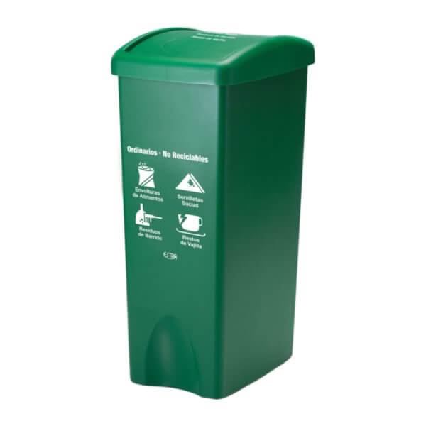 CONTENEDOR RESIDUOS TAPA VAIVEN VERDE 35LT